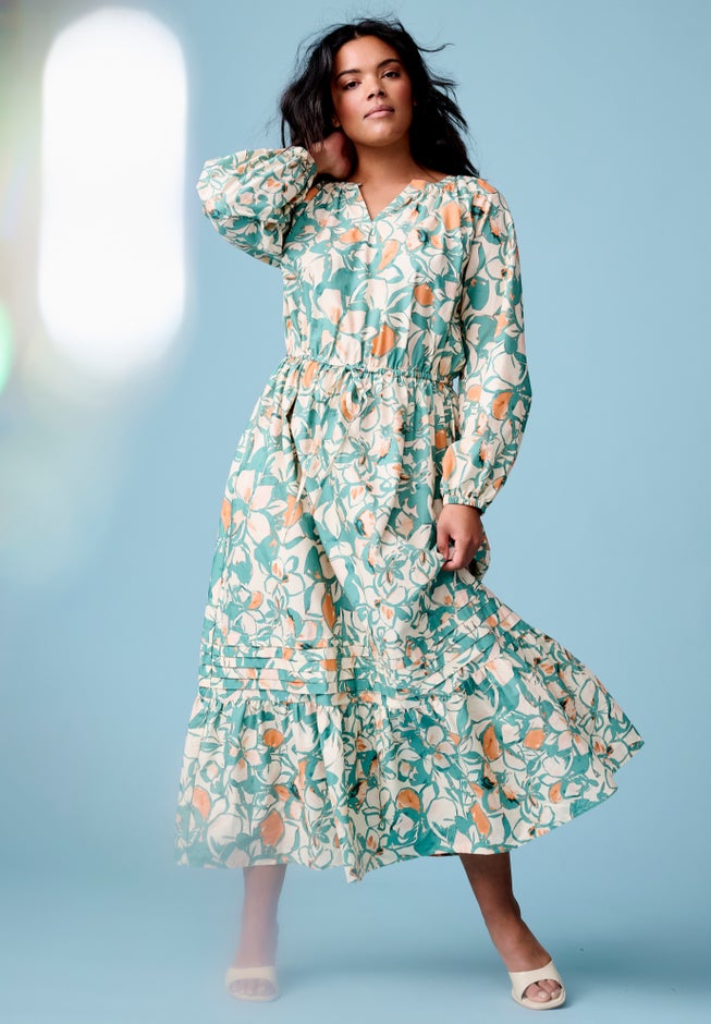 Raglan Puff Sleeve Maxi Dress image number 0