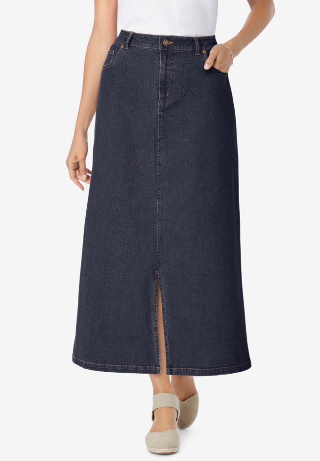 Stretch Denim Front-Slit Skirt image number 0