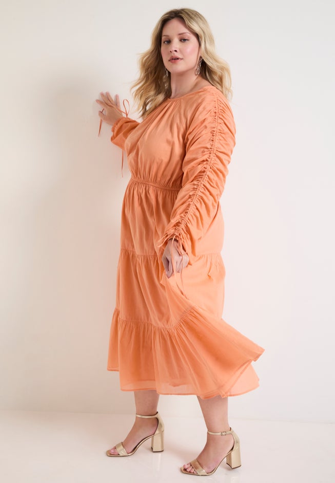 cotton voile midi dress CORA Midi cotton silk voile dress
