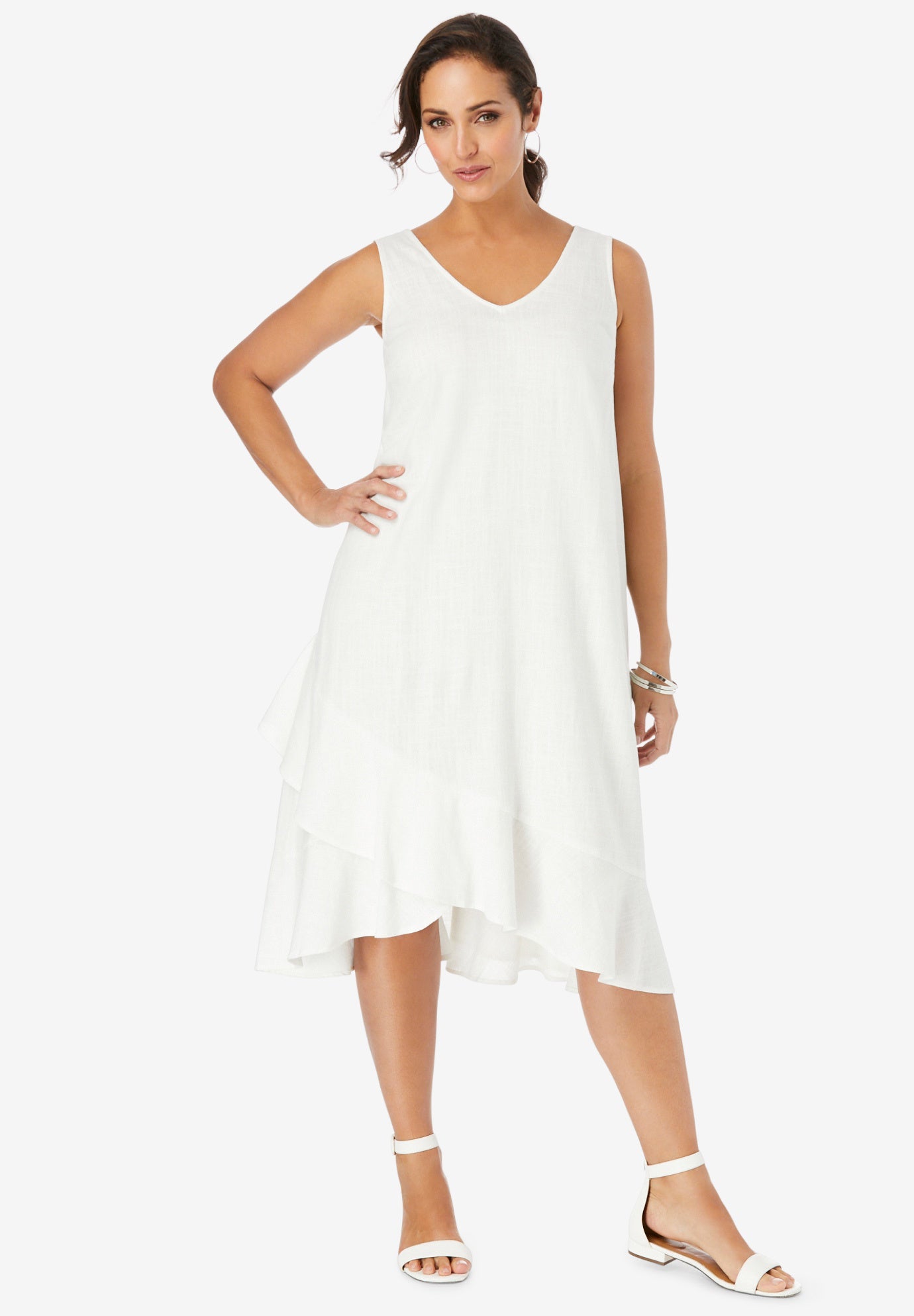 Linen Flounce Dress image number 0