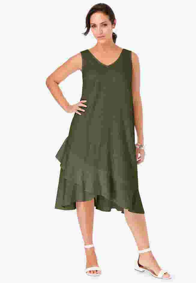 Linen Flounce Dress image number 0