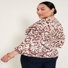 Puff-Sleeve Peplum Blouse image number null