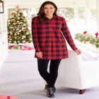 Plaid Knit Tunic With Collar image number null