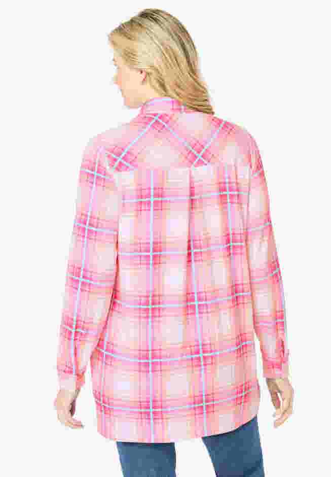 Plaid Knit Tunic With Collar image number 1