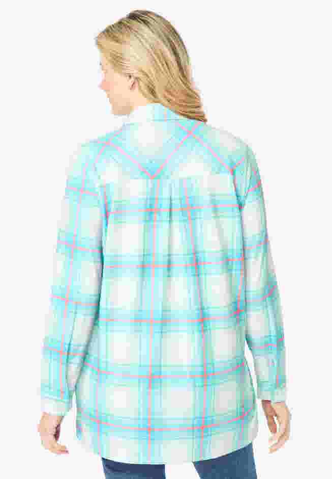 Plaid Knit Tunic With Collar image number 1