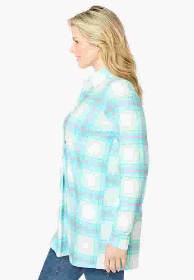 Plaid Knit Tunic With Collar image number 2