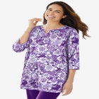 7-Day Three-Quarter Sleeve Notch-Neck Tunic image number null