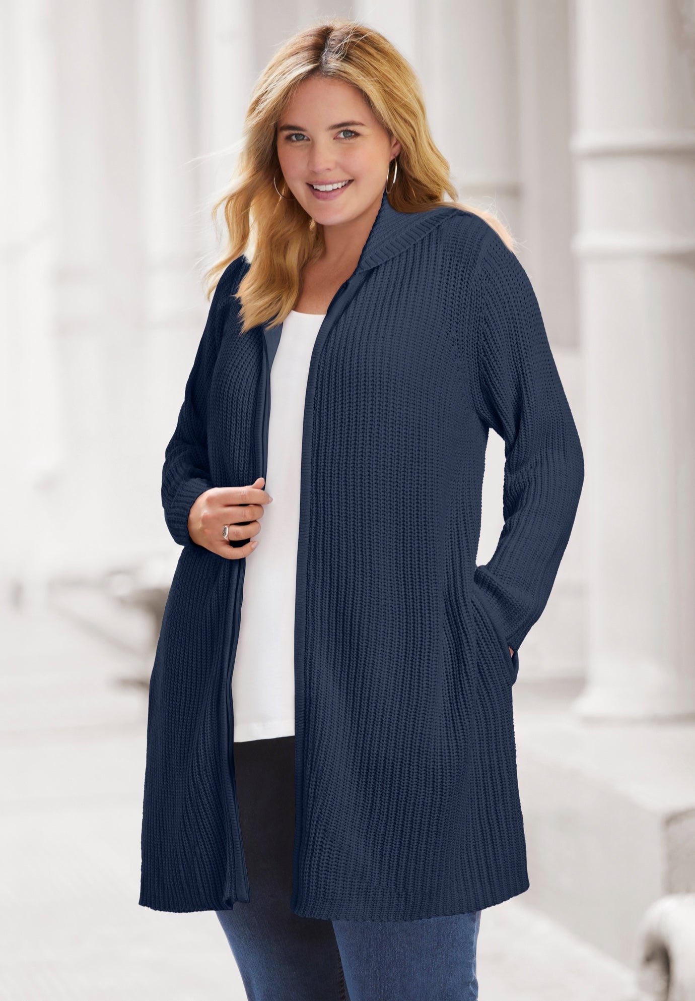 Hoodie Shaker Cardigan Sweater image number 0