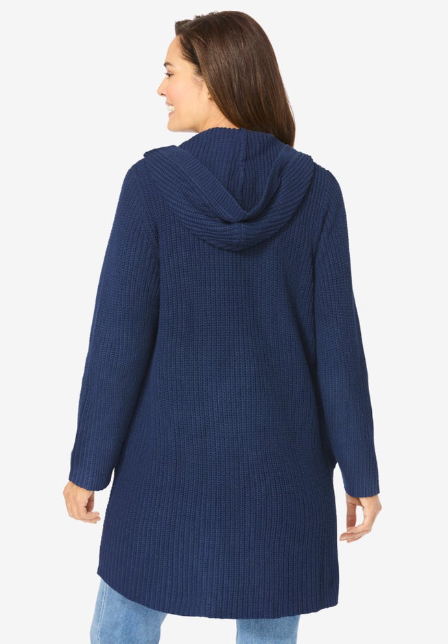 Hoodie Shaker Cardigan Sweater image number 2