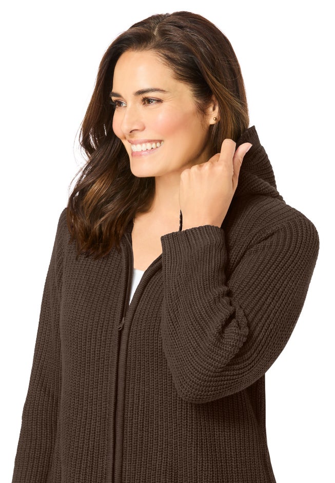 Hoodie Shaker Zipper Cardigan Sweater image number 3