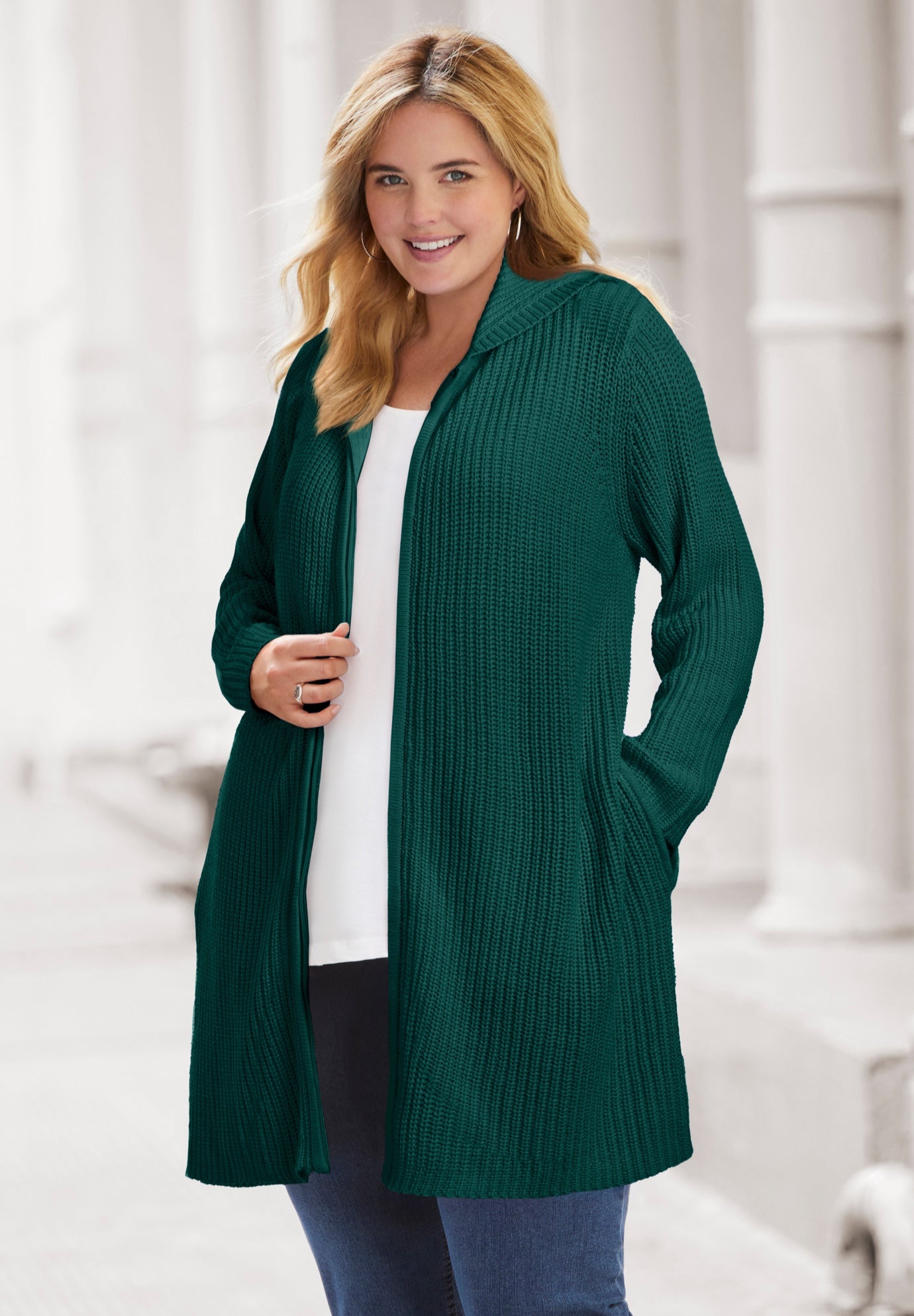 Hoodie Shaker Zipper Cardigan Sweater image number 0