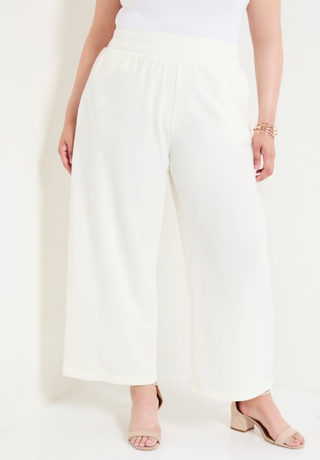 Cropped Wide-Leg Knit Pants image number 1