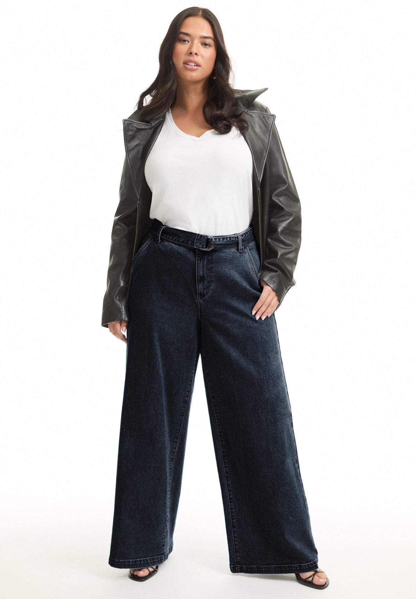 Curvie Fit High-Waisted Wide-Leg Utility Jean image number 0