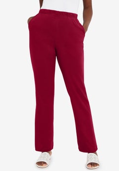 Soft Ease Cotton Knit Straight-Leg Pant