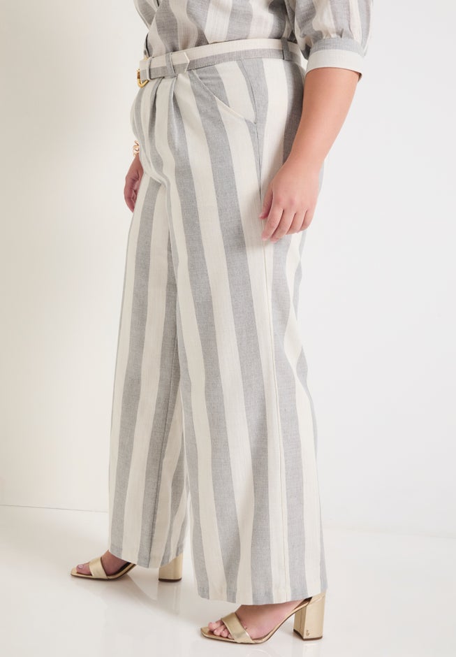 Curvie Fit High-Waisted Wide-Leg Linen Pant image number null