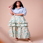 Poplin Tiered Midi Skirt image number null