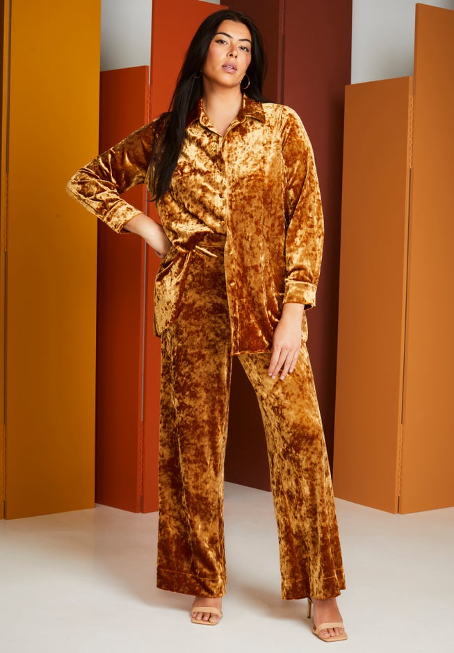 Crushed Velvet Wide-Leg Pant image number 0