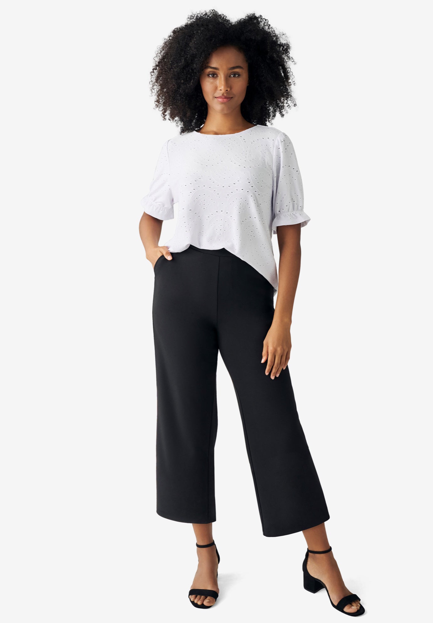 Pull-On Crop Wide Leg Pants image number 0