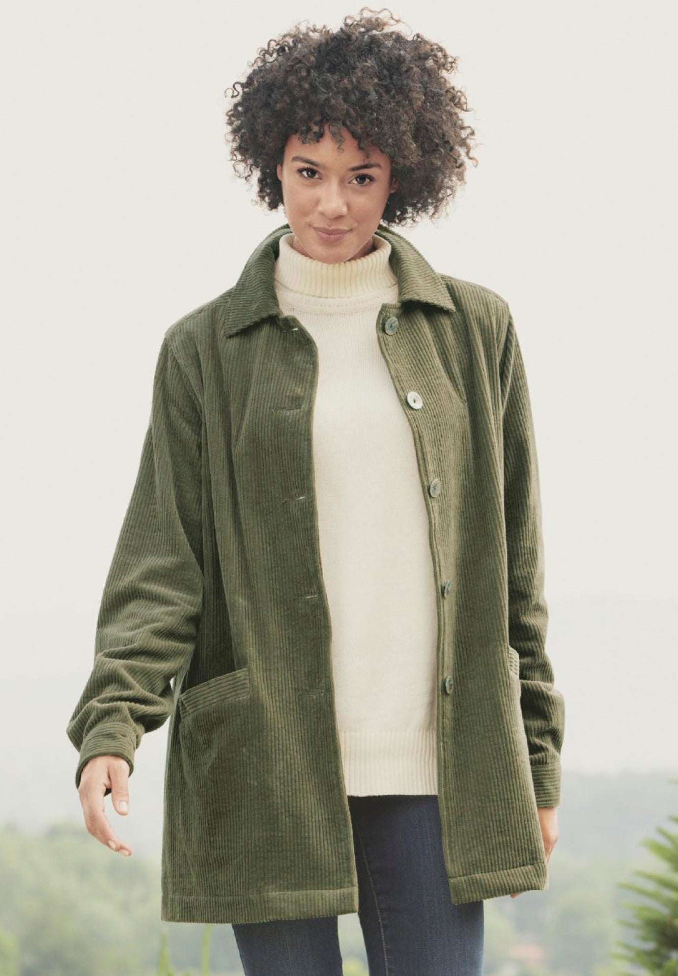 Pleat-Back Corduroy Jacket image number 0