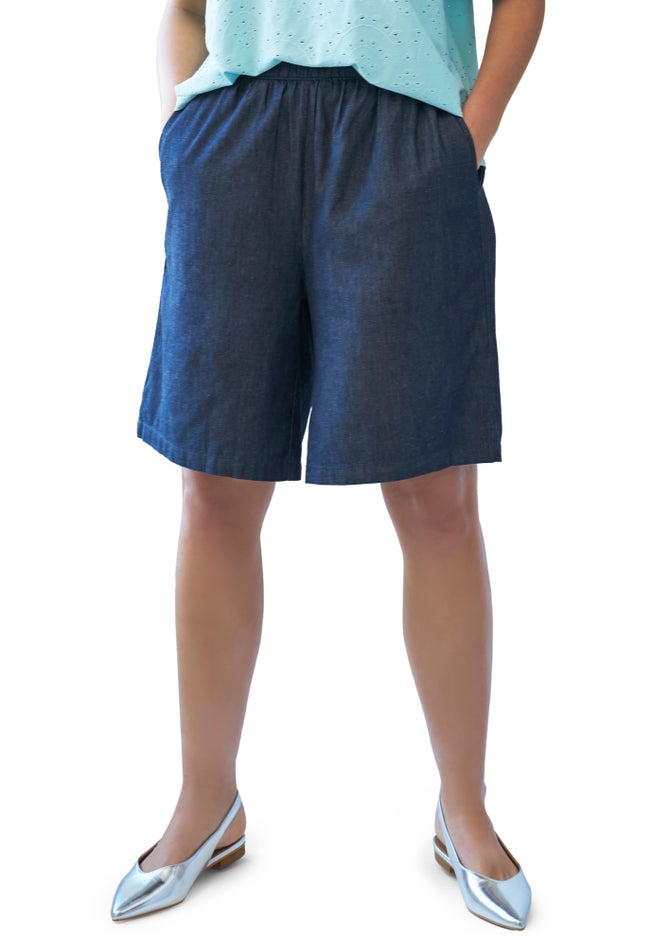 Elastic Waist Pull-On Denim Shorts image number 0