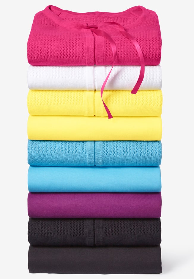 Tie-Neck Pointelle Cardigan Sweater image number 3