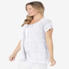 Tie-Neck Pointelle Cardigan Sweater image number null