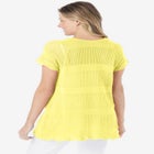 Tie-Neck Pointelle Cardigan Sweater image number null