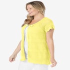 Tie-Neck Pointelle Cardigan Sweater image number null