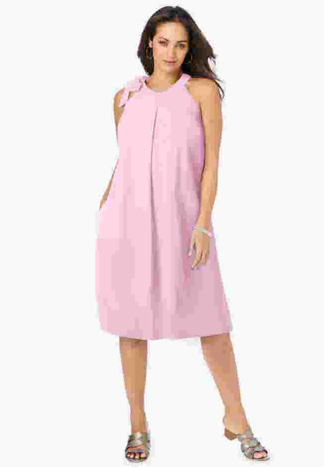 Denim Tie-Neck Dress image number 0