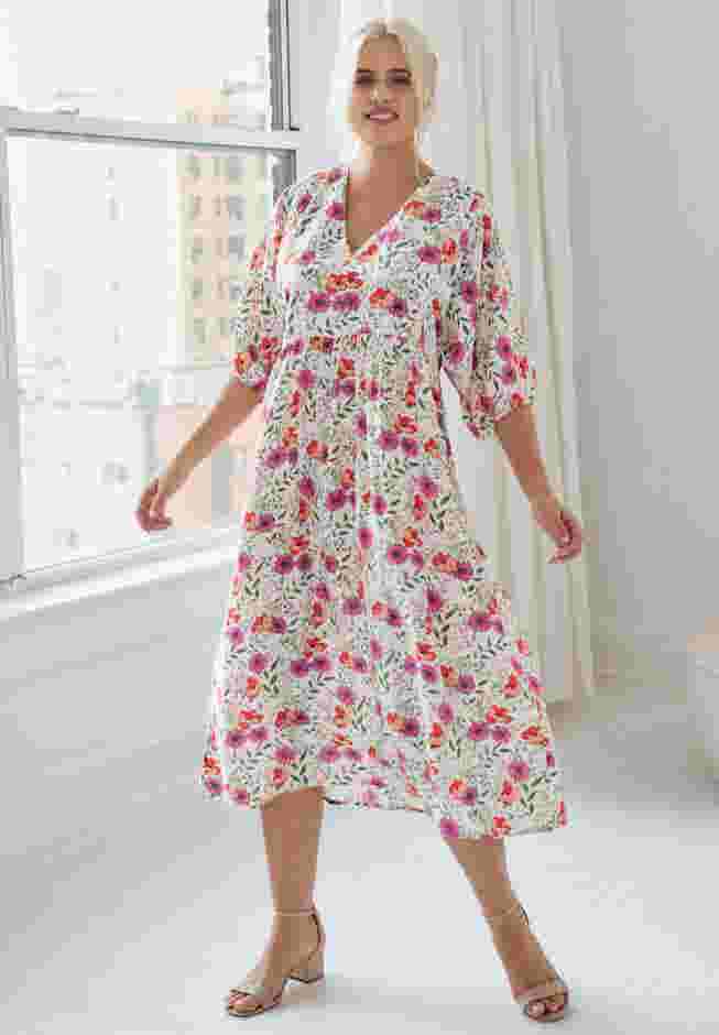 Blouson Sleeve Empire Midi Dress image number 2