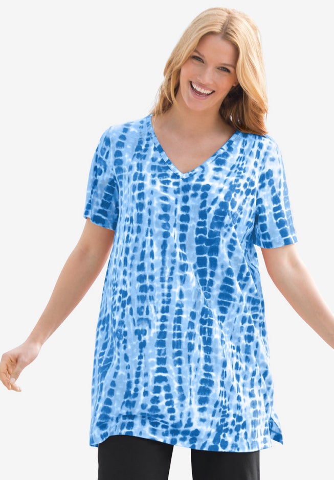 V-Neck Tie-Dye Tunic image number 0