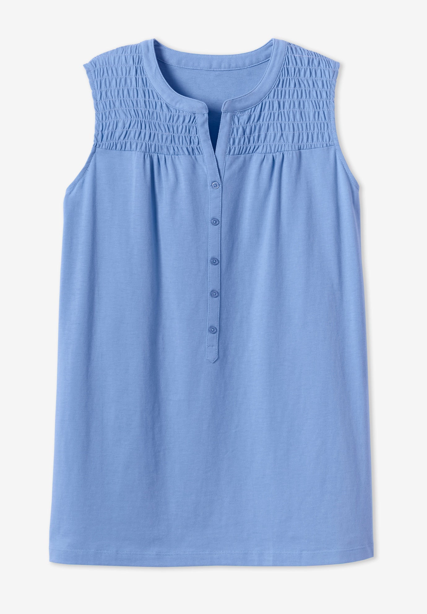 Smocked Henley Tank Top image number 3