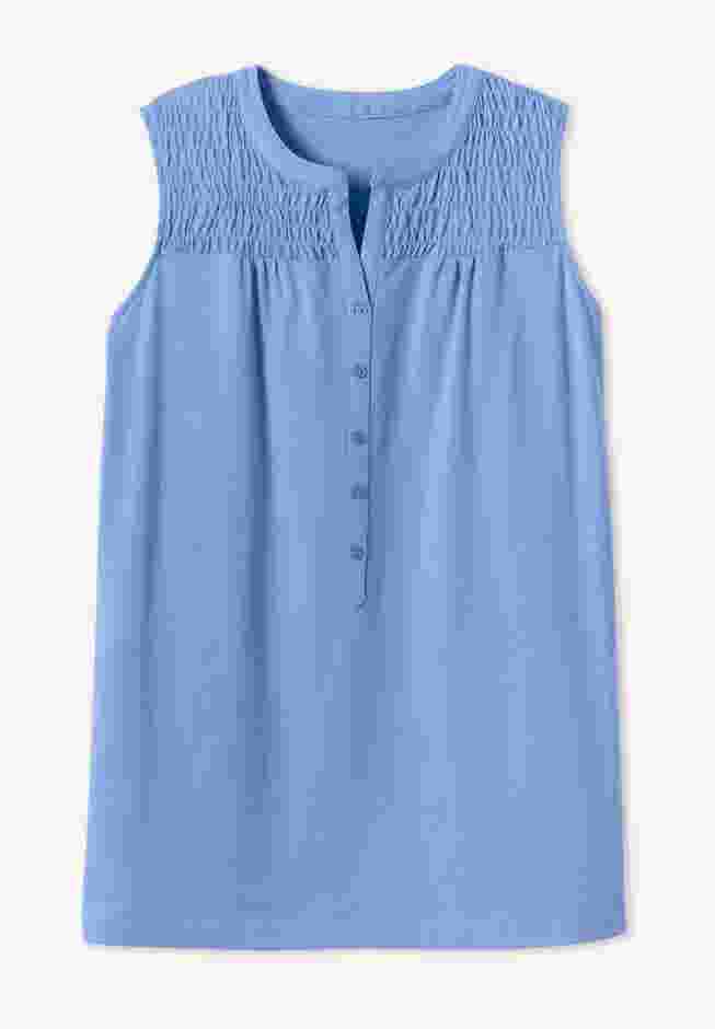 Smocked Henley Tank Top image number 3