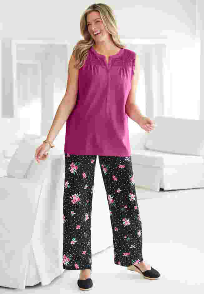 Smocked Henley Tank Top image number 4