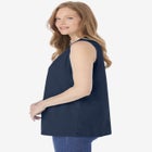 Smocked Henley Tank Top image number null