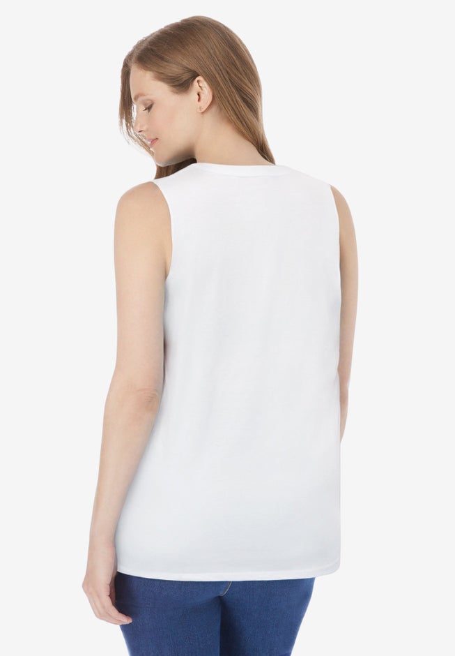 Smocked Henley Tank Top image number 1