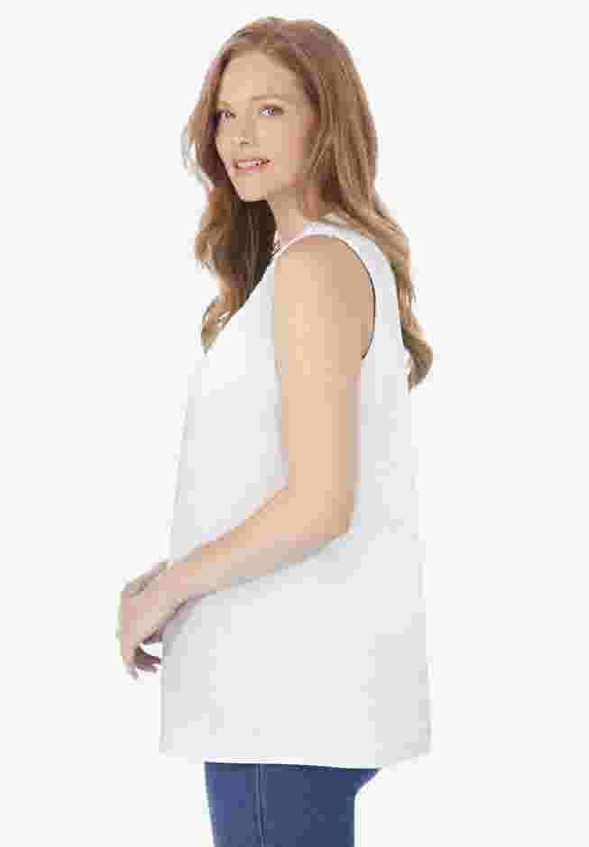 Smocked Henley Tank Top image number 2