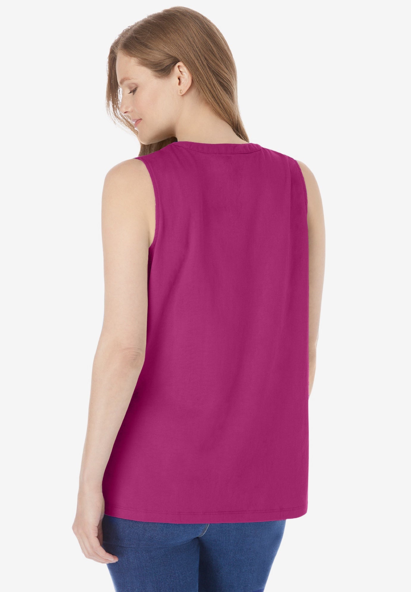 Smocked Henley Tank Top image number 1