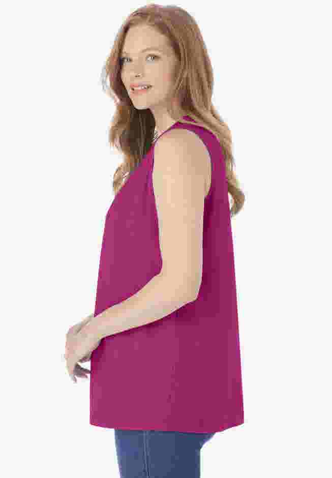 Smocked Henley Tank Top image number 2