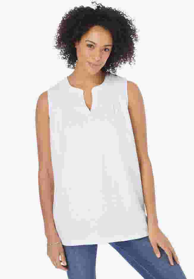 Smocked Henley Tank Top image number 0
