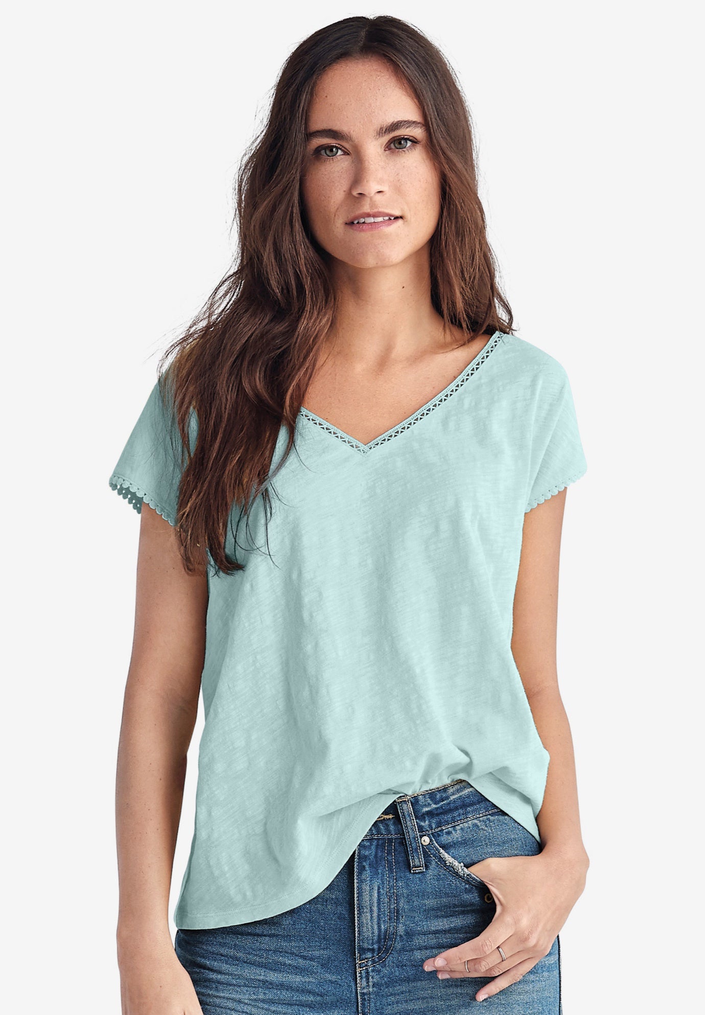 Crochet Trim Tee image number 0