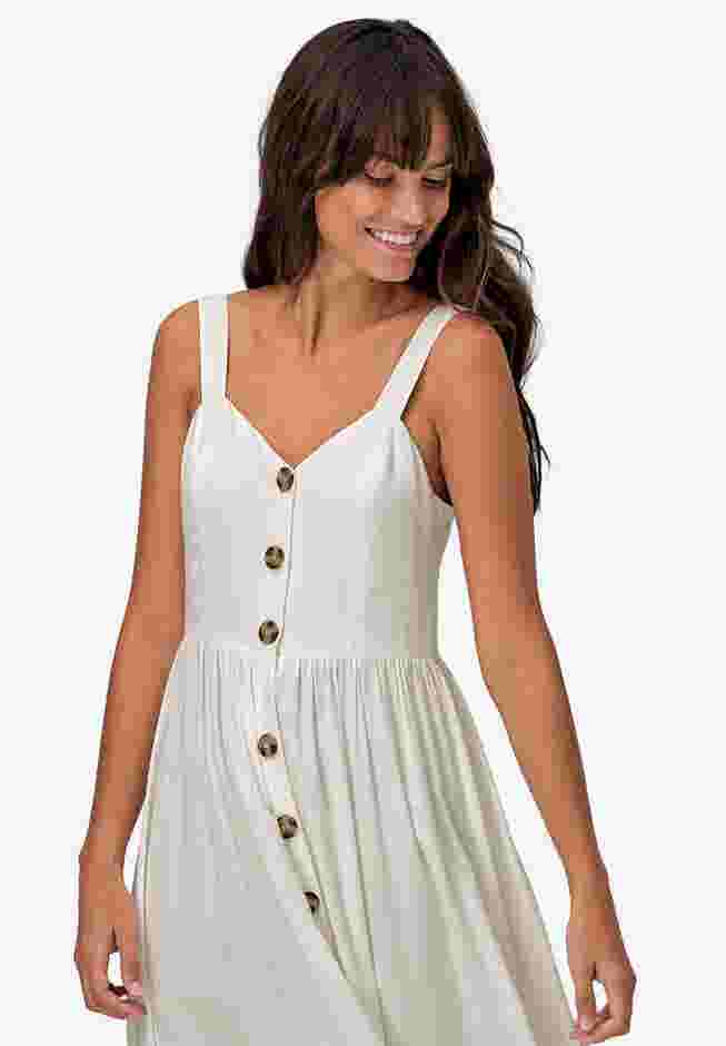 Button-Front A-Line Midi Dress image number 2