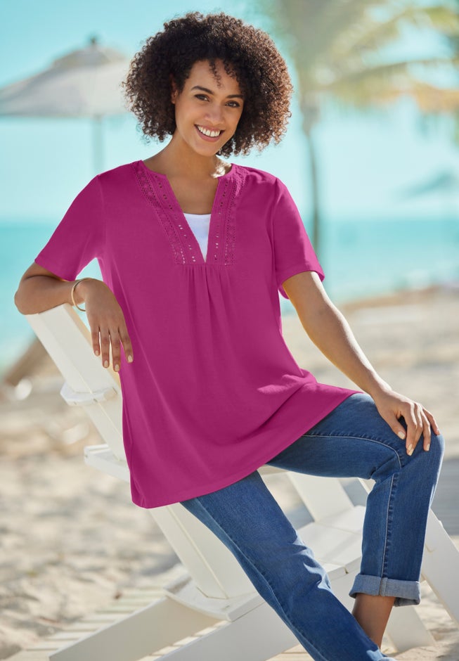 Crochet Layered-Look Tee image number 3