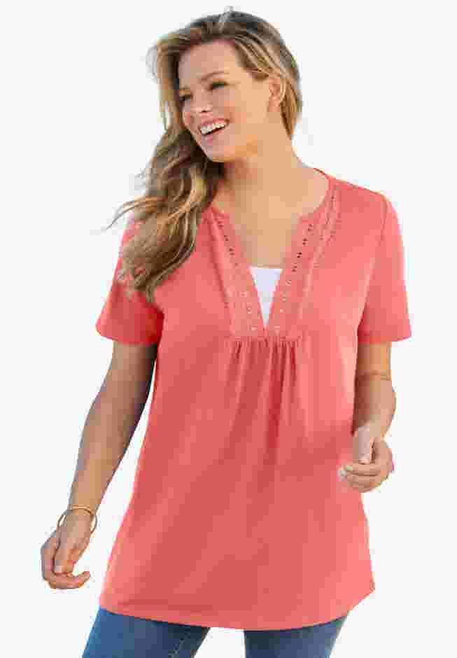 Crochet Layered-Look Tee image number 0