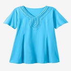 Rounded V-Neck Crochet Tunic image number null