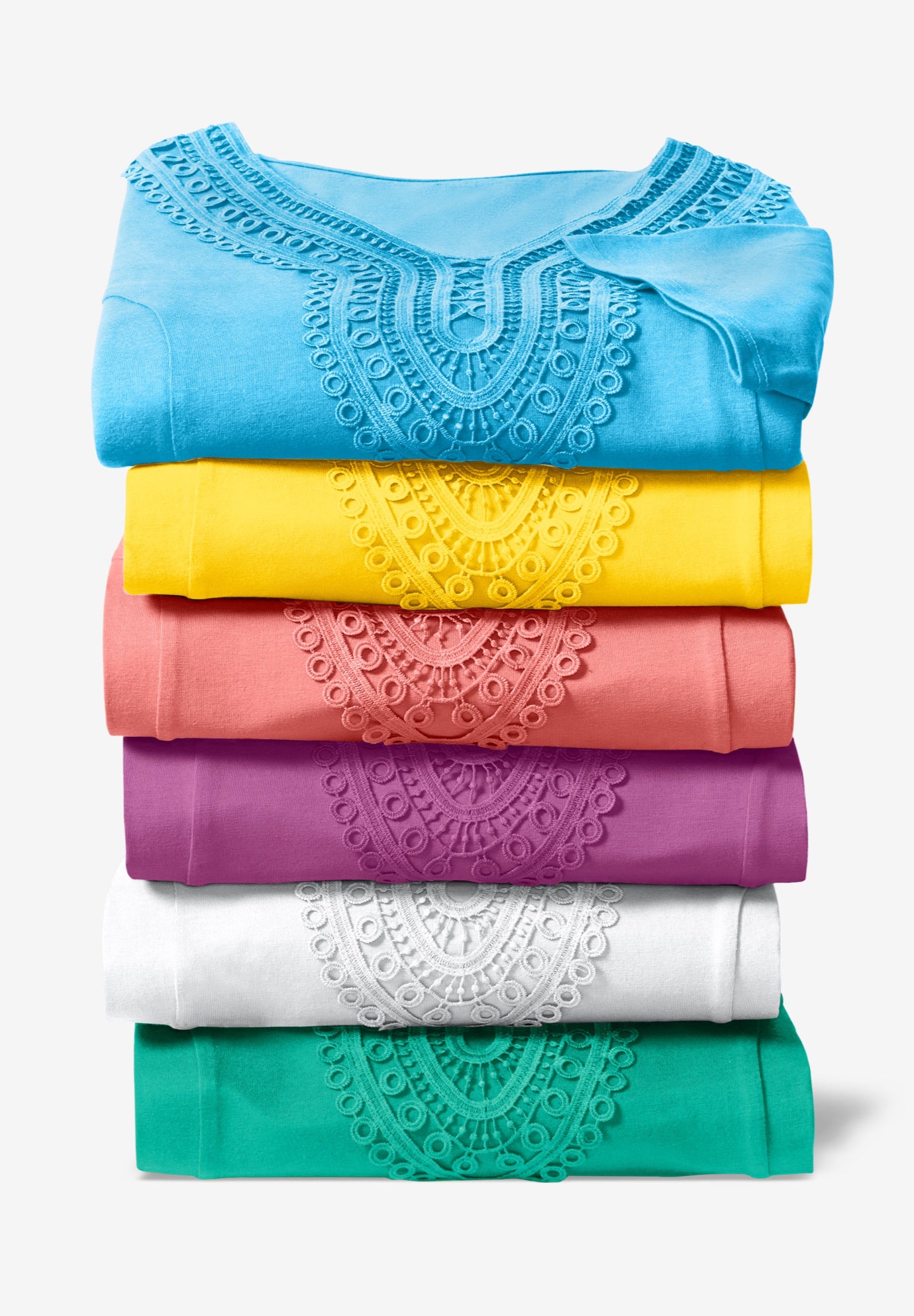 Rounded V-Neck Crochet Tunic image number 4