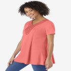 Rounded V-Neck Crochet Tunic image number null