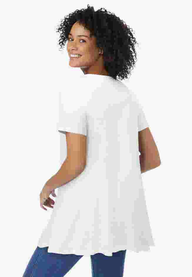 Rounded V-Neck Crochet Tunic image number 1