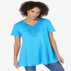 Rounded V-Neck Crochet Tunic image number null