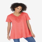 Rounded V-Neck Crochet Tunic image number null